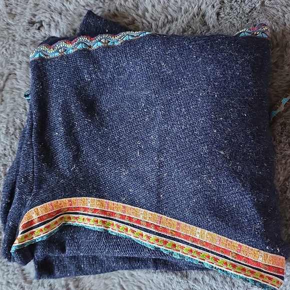 MOTH~ANTHROPOLOGIE Ribbon Trimmed Hippie Bohemian Wrap Sweater Size L - Picture 5 of 15